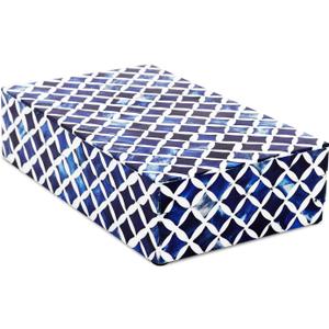 Handicrafts Home Large Decorative Storage Box with Lid  10x6x2.5 Coffee Table Organizer, Keepsake- Decorative Boxes for Home Decor, Stylish Decorative Box for Office Decor- Blue White Star