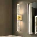 Brushed LED Wall Sconces LED Warm Light Interior Glam Crystal Wall Light Hardwired Gold, 1 pack