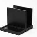 Wooden Napkin Holder napkin salt pepper holder with Salt and Pepper Shakers Caddy,Suitable for Kitchen, Restaurant, Bar, Office, Parties, Home Dcor Black