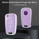 for Chevy Key Fob Cover, Soft TPU Protection Key Fob Case Fit for Chevrolet Equinox Camaro Cruze Malibu Sonic Volt Park Impala GMC Terrain Buick Encore Allure Regal (Silver Purple)
