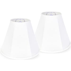 GO&SO White Bell Lamp Shades Set of 2 Small Beside Lampshades- 6" Top x 13" Bottom x 10.6" High(Spider) Traditional Linen Lamp Shade for Table Lamps - Replacement Lampshade - Assembly Required