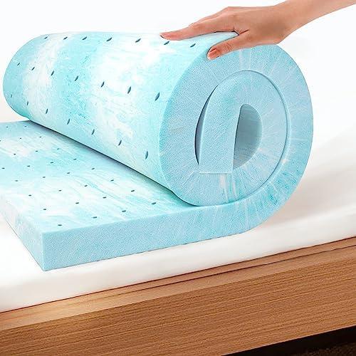 EGO Topper 2 Inch Twin Memory Foam Mattress Topper, Gel Foam Mattress Topper for Pressure Relief, Ventilated Design Bed Topper in a Box, CertiPUR-US Certified, 87x20