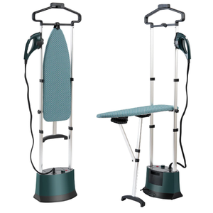 Standing Garment Steamer 1500W Professional Steamer for Clothes 25s Fast Heat-up with 1.6L/54 fl.oz Water Tank, Self-cleaning Function, Foldable Ironing Board, Ironing Gloves (Green)