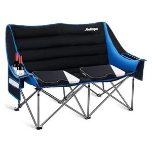 Relispo Camping Chairs Oversized Camping Chair Portable Double Camping Chair for Adults Heavy Duty Folding Chair Support 700LBS with Cup Holders & Large Side Organizer Pockets for Camping/Car Trunk/Campfires