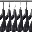 DEDU Suit Hangers for Men 10 Pack, Sweater Hangers No Shoulder Bump Non Slip Width 17.7", Plastic Clothes Hangers Black with Metal Hook