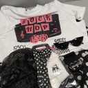 10Pcs Sock Hop Outfits Women, 1950s Poodle Skirts, T-Shirt with 50s Accessories Socks Scarf Headband Belt Earring, M