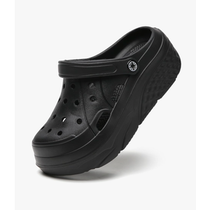 SECHRITE Womens Platform Clogs Garden Shoes Waterproof Beach Pool Sandals Summer Mules Home Slippers Shower Shoes, 38, Black