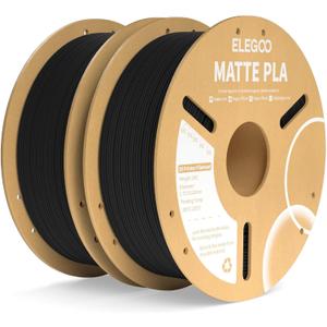 ELEGOO Matte PLA Filament Matte Black 2KG, 1.75mm 3D Printer Filament Dimensional Accuracy +/- 0.02mm, 2pcs 1kg Carboard Spool (2.2lbs) for Most FDM 3D Printers (Black-2 Pack)