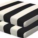 Honeycomb Outdoor Universal Seat Cushion Set, 18" x 17.5", Cabana Stripe Black & Ivory Outdoor Chair Cushions (Cabana Stripe Black and Ivory)
