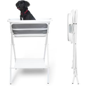 Smoochie 2 in 1 Dog Bathtub Washing Station, Elevated Pet Bath Tub, Collapsible and Portable Bathtub for Dogs, Cats Bathing, Shower and Grooming, Indoor and Outdoor