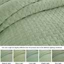 palassio Sage Green 100% Cotton Quilt King Size Bedding Sets with 2 Pillow Shams, Textured Lightweight Soft Bedspread Shabby Chic Coverlet, Quilted Comforter Bed Cover for All Season, 3 Pieces