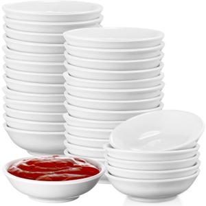 Mimorou 50 Pcs Soy Sauce Dish Ceramic White Dipping Bowls Bulk, 1.2 oz Asian Small Porcelain Sauce Bowls for Sushi, ketchup, Vinegar, Olive Oil, Soy, Spices, BBQ Chip and Dip Serving Bowl Set Gift