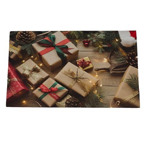 ATSAKA Wrapping Outdoor Rubber Doormat, Indoor Decor, Porch, Front Door, All Weather Resistant Christmas Doormat, Fun Holiday Decorations for The Home, Great Colors 24x16in