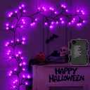 9 Ft 54 LED Halloween Willow Vine Twig Decor Garland Waterproof Battery Operated Halloween Decorations for Home Wall Mantle Fireplace Decor