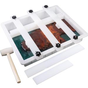 Kalinta Large Adjustable Epoxy Mold with Divider-23.6x15.7x3 in No-Seal Resin Mold Integrated Clamping System, Perfect for Beginners & Experienced Artists Alike - Ideal for Creative Resin Art Projects