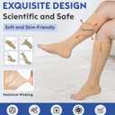 KEKING Zipper Compression Socks for Men Women, Open Toe, 20-30mmHg Firm Support Knee High Zipper Compression Stockings for Wide Calf - Varicose Veins, DVT, Shin Splints, Edema, Nursing, Beige L