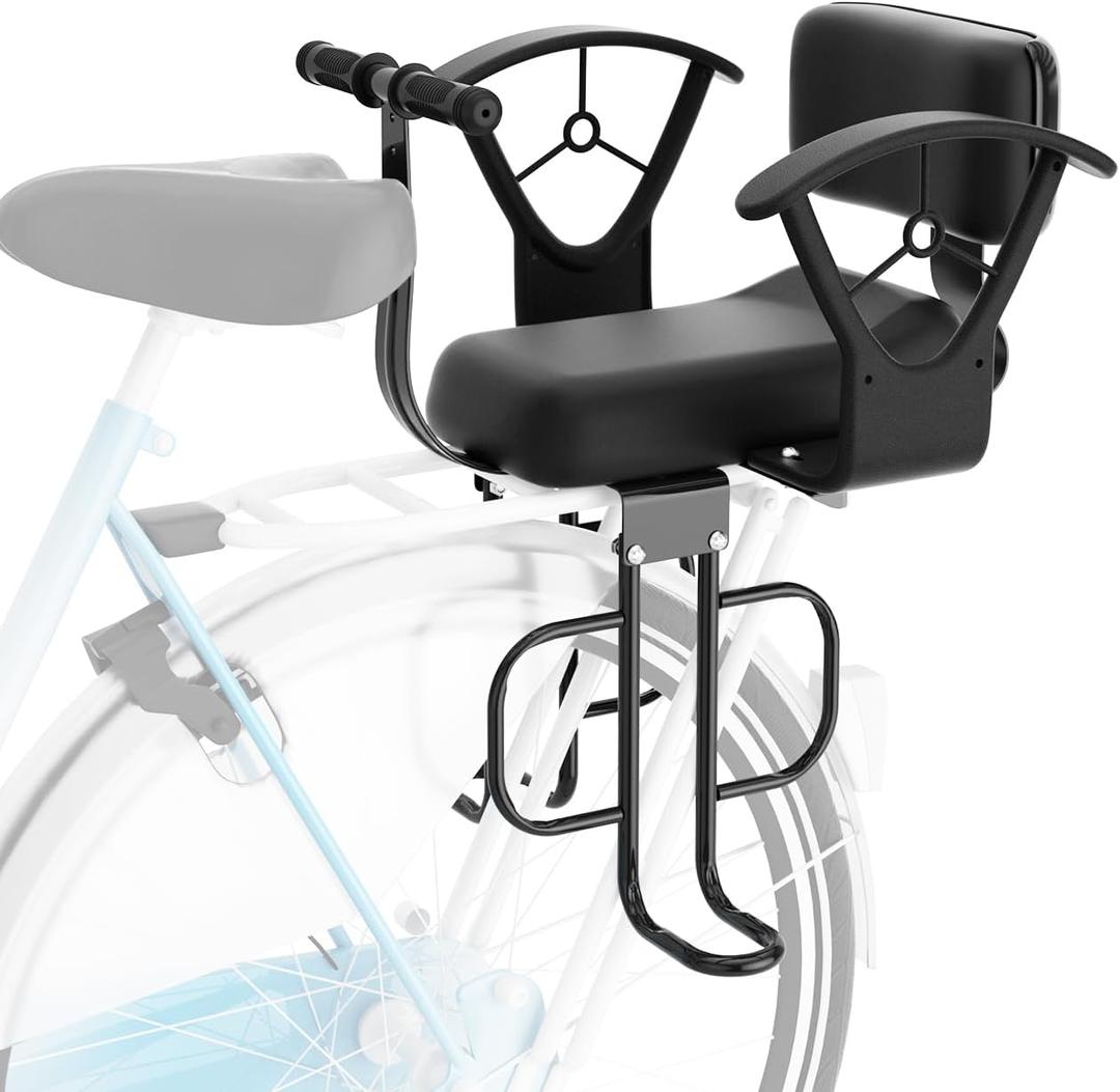 XIEEIX Rear Child Bike Seat,Rear Mounted Child Bike Seats, Back Mount Child Seat with Back Rest Armrest Foot Pedals,Width Adjustable Bicycle Rear Seat,Fits All Bicycle Rear Frames