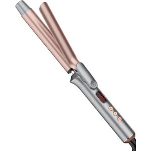 ANWA 1 Inch Curling Iron with LCD Display, Tourmaline Ceramic Long Barrel Curling Iron, Dual Voltage for Long Hair, Includes Glove, Comb, Clips and Pad