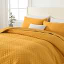Wistown Cotton Queen Quilt Bedding Set, 3 Pieces Reversible Lightweight Soft Coverlets Comforters Bedspreads for All Seasons, Diamond Stitching Pattern, Yellow | Durable 100% cotton, All season, Modern home dcor, Reversible quilt set, Exquisite stitching, Lightweight