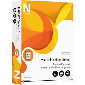 Neenah Paper Exact Vellum Bristol, 67 lb, 8.5 x 11", 250 Sheets, White, 94 Brightness (80211)