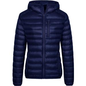 Wantdo Women's Hooded Packable Ultra Light Weight Down Jacket(Navy, Small)