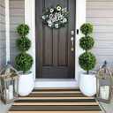 OJIA Outdoor Door Mat 27.5"x43", Black and Tan Outdoor Rugs Cotton Hand-Woven Front Door Rug Machine Washable Door Mats Striped Entry Rug for Front Porch/Farmhouse/Kitchen/Entryway