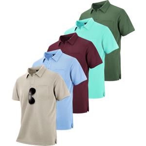 SCODI 5 Pack Mens Pocket Polo Shirts Short Sleeve Multipack Golf Shirt for Men Moisture Wicking Casual Athletic Work T-Shirts (X-Large)