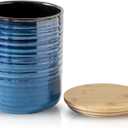 HASENSE 80oz Ceramic Food Storage Jar with Airtight Bamboo Lid  7.5 Inch Large Kitchen Canister for Coffee, Sugar, Flour, Tea, Snacks  Wide Mouth Blue Container for Pantry Organization