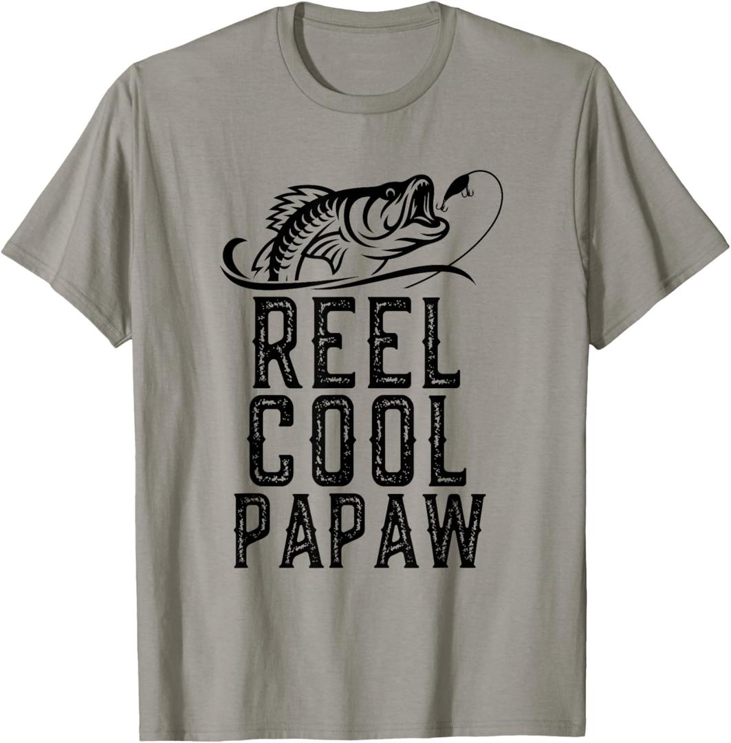 Reel Cool Papaw Fishing Fisherman Funny Grandpa Retro T-Shirt (2XL)