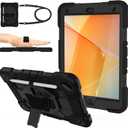 Case for iPad 9th/8th/7th Generation Case 10.2" InchShockproof Hard Cas Cover Compatible with iPad 9th/8th/7th Gen,360 Rotating Stand, Hand Strap, Shoulder Strap, Pencil Holder(Black)