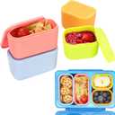 Dip Containers for OmieBox UP bento Box, 4 Pack Leakproof Salad Dressing Container To Go, Condiment Containers with Lids - Food Safe Silicone - 4.5 & 9 ounces (XL Dip Containers - Four Colors)