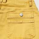Flamingals Low Waist Shorts for Women Casual Chic Drawstring Dual Button Stitch Detail Shorts Yellow L