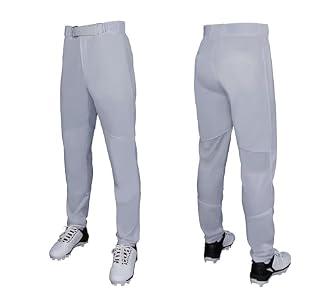 Youth Boys Full Length Baseball Pants, Premium Straight Leg Semi-Relaxed Fit, Classic Standard Youth Size Full Length Baseball Pants in Grey X-Small