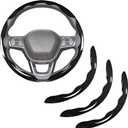 Carbon Fiber Steering Wheel Covers 3 Piece Clip on Steering Wheel Cover (Black)