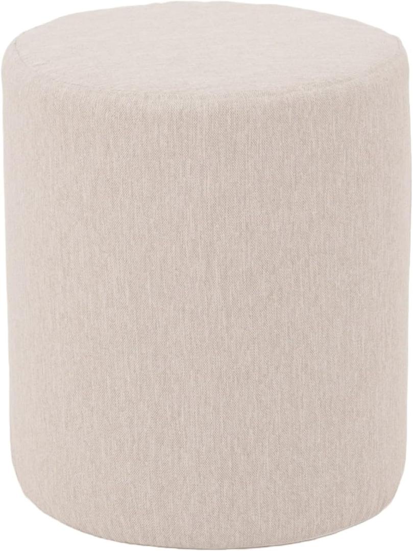 Elephant in A Box – Round Pouf Ottoman – Lightweight Circular Footrest or Table for Living Room – Bedroom – Kids Bedroom (15 x 15 x 17.5), Cream