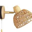 Rattan Wall Sconce Light with Pull Chain Switch, Rattan Lamps for Bedroom, Farmhouse Wall Sconces, Wall Mount Light Fixture Indoor, Boho Bedside Wall Sconces (Antique)