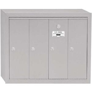 Salsbury Industries Mailbox, Aluminum, Powder Coated, 4 Doors, Surface, 3504ASU - 1 Each