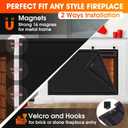 CADARA Fireplace Blocker Blanket Stops Heat Loss, Magnetic Fireplace Draft Stopper, Indoor Fire Place Draft Cover with Hook and Loop Tapes, Cold Air Blocker Save Energy, Black 39" W x 36" H