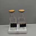 35 Oz Square Glass Carafe with Bamboo Lid, Beverage Dispensers, Mimosa Bar Supplies, Clear Glass Pitcher with Name Labels for Iced Tea, Coffee, Juice (Pack of 2)