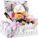 Wicker Picnic Basket for 4 with Waterproof Picnic Blanket and Insulated Cooler, Willow Hamper for Camping, Outdoors, Photoshoot, or a Birthday, Mother's Day, Wedding Gift, White