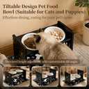 2026 New Elevated Cat Bowls with Food Mat, Adjustable Height & Angle Raised Cat & Dog Bowls Stand for Food and Water, Cat or Small Dog Feeding Station, 2 Ceramic Bowls for Cats and Puppy(Black Wood)