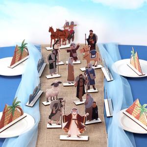 25 Set Passover Table Centerpiece Happy Passover woodenTabletop Signs Jewish Pesach Decorations with Base for Festival Holiday Party Supplies Passover Seder Jewish Easter Home Indoor