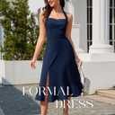 DRESSTELLS Women's Halter Cocktail Dresses 2025 Wedding Guest Formal Prom Bridesmaid Tea Length Split Ruffle Summer Dress (Blue, XL)