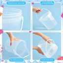 10 Pack 1 Gallon / 128 oz / 3.8 L Clear Plastic Bucket with Handle and Lids Food Storage Containers Freeze Safe Ice Cream Tubs for Deli Kitchen Drinks Home