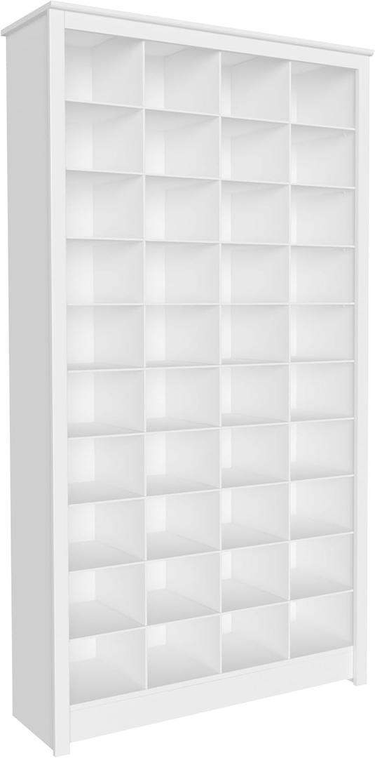 Prepac White Tall Storage Cabinet, Shoe Cabinet, Cube Storage Organizer with 40 Shoe Cubbies 13" D x 39.5" W x 72.5" H, WUSG-0011-1