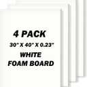 30" x 40" Foam Board 4 Pack, 0.23" Thickness White Poster Board, Acid Free, Double Sided, Rigid, Sign Board for Mounting, Crafts, Modelling, Art, Display, School Projects