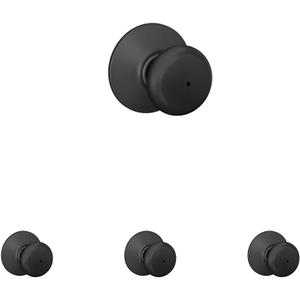 SCHLAGE F40 PLY 622 Plymouth Door Knob, Bed & Bath Privacy Lock, Matte Black (Pack of 4)