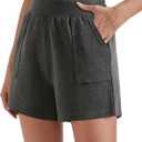 OMKAGI Athletic Sweat Shorts Women High Waisted Summer Lounge Shorts with Pockets (X-Small, 331-dark Grey)