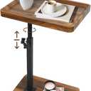 Adjustable C Table & Side Table with Locking Wheels - for Eating, Reading, Laptop,in Bed/Couch/Bathroom - end Tables with 360Swivel Tray17.7-31.5in