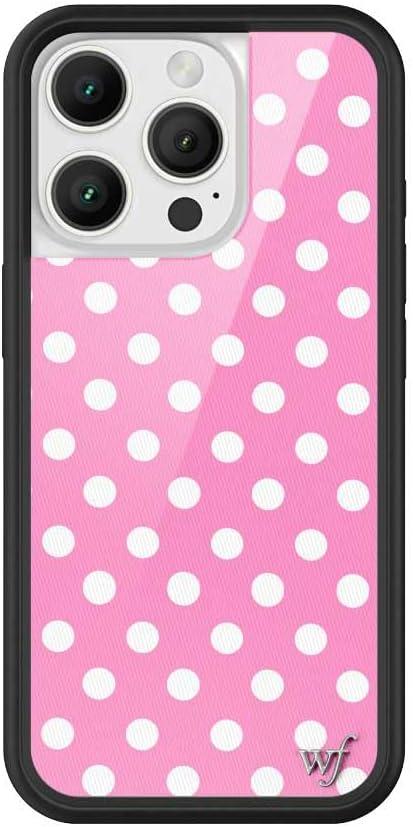 Wildflower Cases - Pink Polka Dot, Compatible with Apple iPhone 16 Pro | Bright Spotted White Aesthetic Cute Trendy - Protective Black Bumper, 4ft Drop Test Certified, Women Owned Small Business